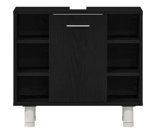 Vonios Baldų Rinkinys Su Lentyna 3 Pcs Juoda 30 X 30 X 99,5 Cm