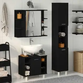 Vannas Istabas Mēbeļu Komplekts 3 Pcs Melna 30 X 30 X 179.5 Cm Vidaxl