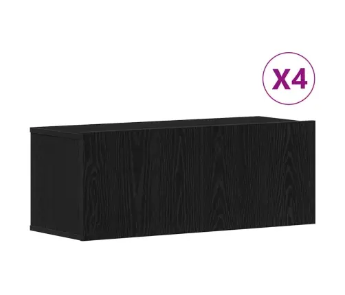 4-Daļu Pie Sienas Stiprināms Tv Skapju Komplekts Melnā Ozolkoka Krāsā Vidaxl