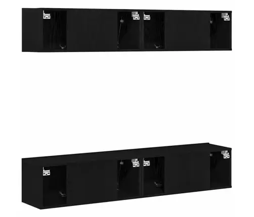 4-Daļu Pie Sienas Stiprināms Tv Skapju Komplekts Melnā Ozolkoka Krāsā Vidaxl