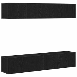 Telerikapi Komplekt 4 Pcs Must Tamm 80 X 30 X 30 Cm Tehispuit