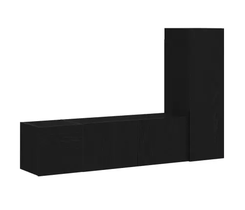 Tv Spintelių Komplektas 3 Pcs Juoda Ąžuolo 130.5 X 30 X 140 Cm