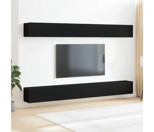 Telerikapi Komplekt 6 Pcs Must Tamm 100 X 30 X 30 Cm Tehispuit