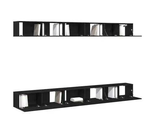 Telerikapi Komplekt 6 Pcs Must Tamm 100 X 30 X 30 Cm Tehispuit