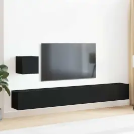 Tv Skapīšu Komplekts 4 Pcs Melns Ozols 80 X 30 X 30 Cm Vidaxl