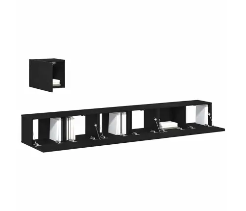 Tv Spintelių Komplektas 4 Pcs Juoda Ąžuolo 80 X 30 X 30 Cm