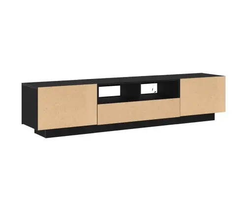 Tv Galds Ar Led Gaismām Melnā Ozola Krāsā 180X35X40 Cm No Inženierijas Koka Vidaxl