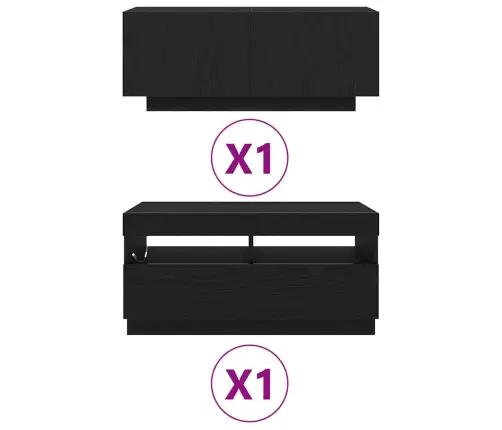 Tv Galds Ar Led Gaismām Melnā Ozola Krāsā 180X35X40 Cm No Inženierijas Koka Vidaxl