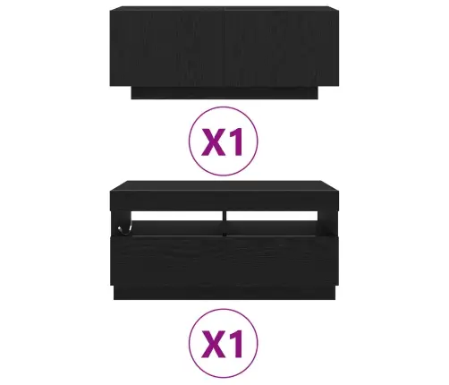 Tv Galds Ar Led Gaismām Melnā Ozola Krāsā 180X35X40 Cm No Inženierijas Koka Vidaxl