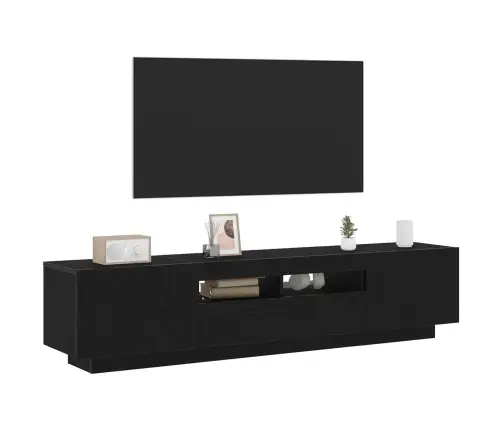 Tv Galds Ar Led Gaismām Melnā Ozola Krāsā 180X35X40 Cm No Inženierijas Koka Vidaxl