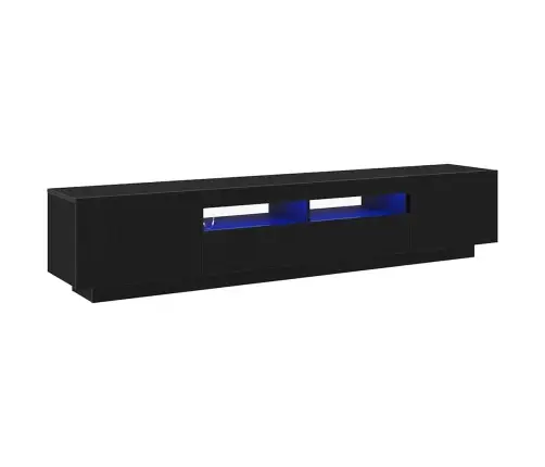 Tv Skapītis Ar Led Gaismām Melnā Ozola Krāsā, 200X35X40 Cm, Inženierijas Koks Vidaxl
