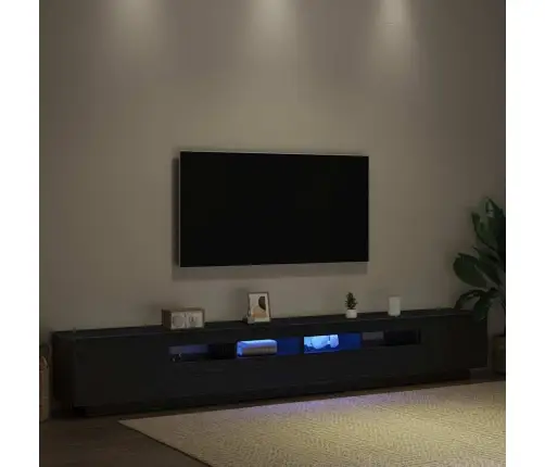 Tv Skapītis Ar Led Gaismām Melnā Ozola Krāsā, 260X35X40 Cm, Inženierijas Koks Vidaxl
