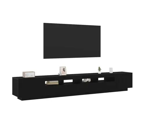Tv Skapītis Ar Led Gaismām Melnā Ozola Krāsā, 260X35X40 Cm, Inženierijas Koks Vidaxl