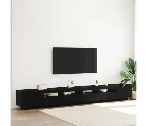 Televizora Skapītis Ar Led Gaismām, Melns Ozols, 300X35X40 Cm, Inženierijas Koks Vidaxl