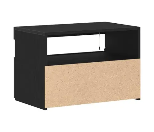 Naktsgaldiņš Ar Led Gaismām Melna Ozola 60X35X40 Cm Vidaxl