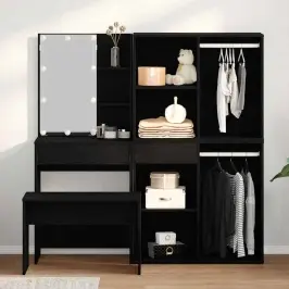Tualetes Galda Komplekts 2 Pcs Melna 140 X 40 X 140 Cm Vidaxl