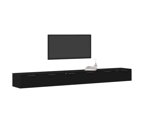 Sienas Skapji 2 Gabali Melns Ozols 102X30X20 Cm Inženierijas Koks Vidaxl