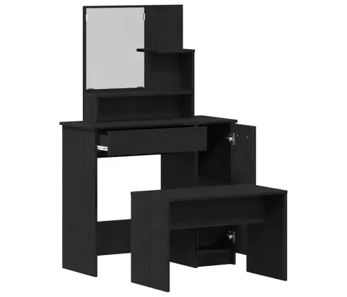 Tualettlaua Komplekt Uksega 2 Pcs Must Tamm 86.5 X 35 X 136 Cm