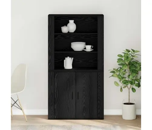 Augstais Skapītis Melnā Ozolā Inženierētā Koka Vidaxl