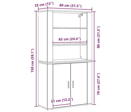 Augstais Skapītis Melnā Ozolā Inženierētā Koka Vidaxl