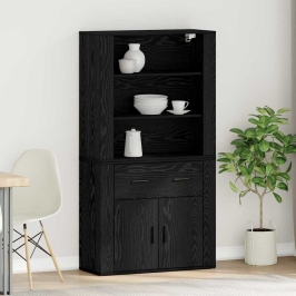 Kõrge Laud Sahtliga Must Tamm 80 X 33 X 150 Cm Tehispuit