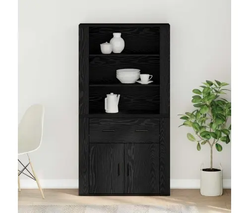 Augstais Galds Melnā Ozola Inženierēti Koks Vidaxl