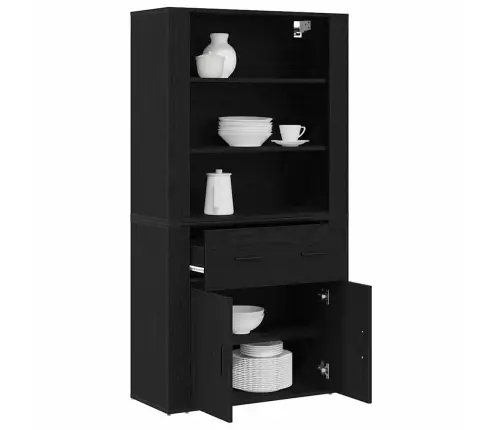 Augstais Galds Melnā Ozola Inženierēti Koks Vidaxl