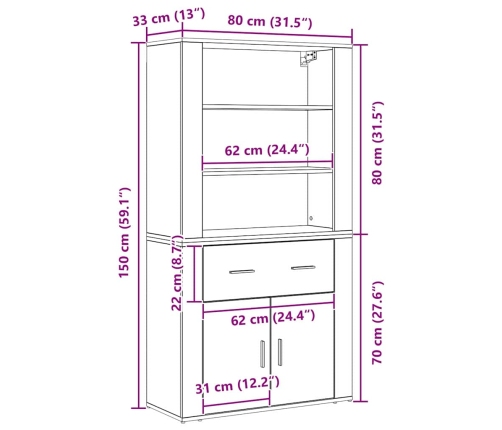 Kõrge Laud Sahtliga Must Tamm 80 X 33 X 150 Cm Tehispuit