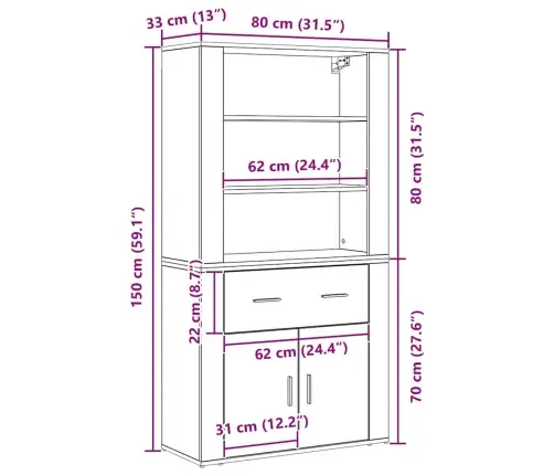 Augstais Galds Melnā Ozola Inženierēti Koks Vidaxl