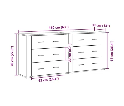 Külglaud Sahtliga Must Tamm 160 X 33 X 70 Cm Tehispuit