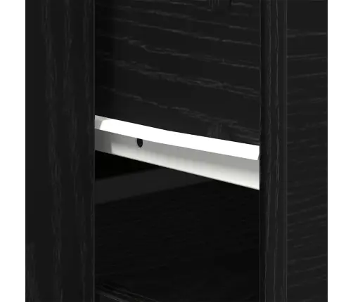 3 Daļu Sānu Skapji Melns Ozols Inženierijas Koks Vidaxl