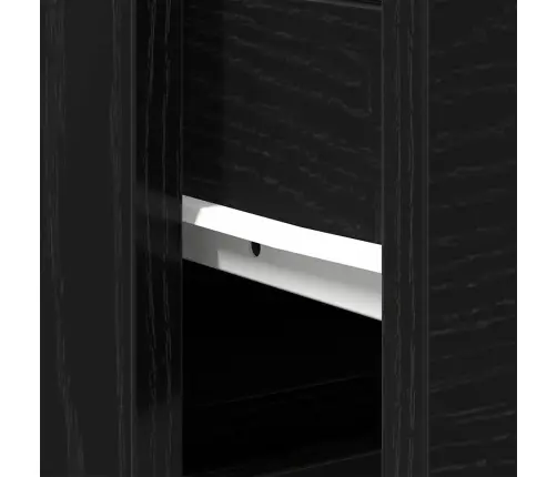 3 Daļu Vannasistabas Skapju Komplekts Melna Ozola Inženierijas Koks Vidaxl