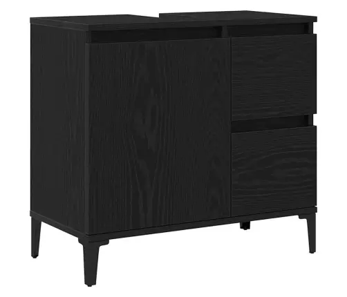 3 Daļu Vannasistabas Skapju Komplekts Melna Ozola Inženierijas Koks Vidaxl