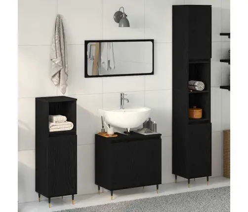 3 Gabalu Vannasistabas Mēbeļu Komplekts Melnā Ozolā, Inženierijas Kokā Vidaxl 3 Gabalu Vannasistabas Mēbeļu Komplekts Melnā Ozolā, Inženierijas Kokā Vidaxl