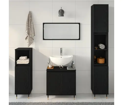 3 Gabalu Vannasistabas Mēbeļu Komplekts Melnā Ozolā, Inženierijas Kokā Vidaxl 3 Gabalu Vannasistabas Mēbeļu Komplekts Melnā Ozolā, Inženierijas Kokā Vidaxl