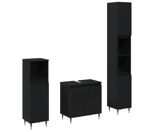 3 Gabalu Vannasistabas Mēbeļu Komplekts Melnā Ozolā, Inženierijas Kokā Vidaxl 3 Gabalu Vannasistabas Mēbeļu Komplekts Melnā Ozolā, Inženierijas Kokā Vidaxl