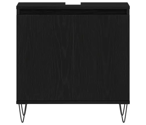 3 Gabalu Vannasistabas Komplekts Melna Oša Inženierijas Koks Vidaxl