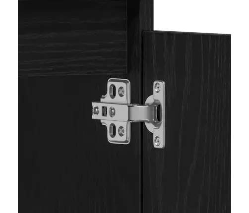 Vannitoa Mööbleset Uksega 3 Pcs Must 30 X 30 X 190 Cm Tehispuit