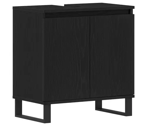 Vannitoa Mööbleset Uksega 3 Pcs Must 30 X 30 X 190 Cm Tehispuit
