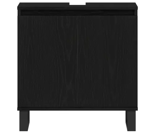 Vannitoa Mööbleset Uksega 3 Pcs Must 30 X 30 X 190 Cm Tehispuit