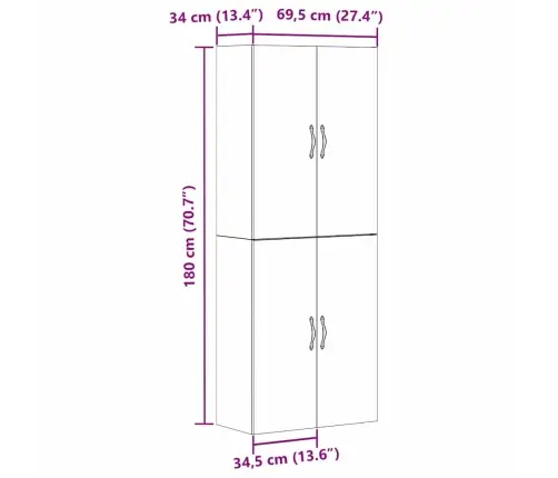 Skapji 2 Gabali Melnā Ozola Krāsā, Izmēri 69,5X34X180 Cm, Inženierijas Koks Vidaxl