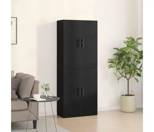 Pakabinama Spintelė 2 Pcs Juoda Ąžuolo 69.5 X 34 X 90 Cm