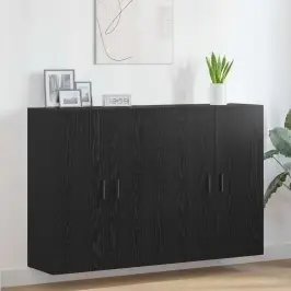 Sienā Piestiprināms Skapis 2 Gab. Melns Ozolkoks Vidaxl