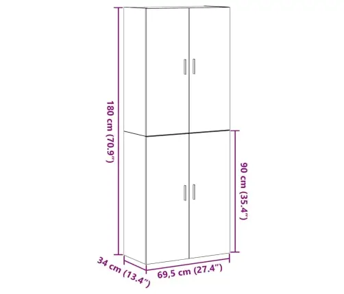 Skapji, 2 Gabali, Melnā Ozolkoka, 69,5X34X180 Cm, Inženierijas Koks Vidaxl