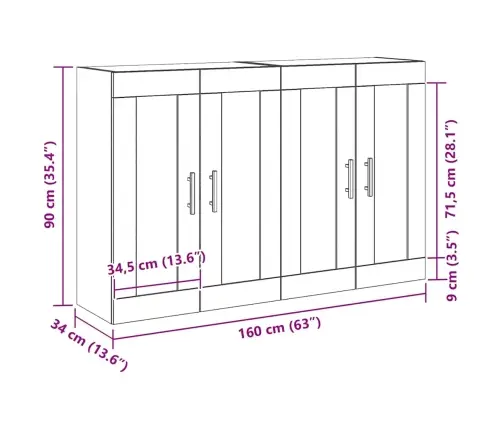 Sienas Skapji 2 Gab. Melns Ozolkoks Inženierijas Koks Vidaxl