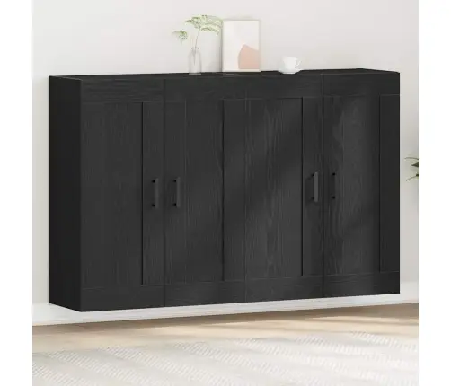 Sienā Montējamie Skapji 2 Gabali Melns Ozols Inženierijas Koks Vidaxl