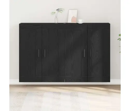 Sienā Montējamie Skapji 2 Gabali Melns Ozols Inženierijas Koks Vidaxl