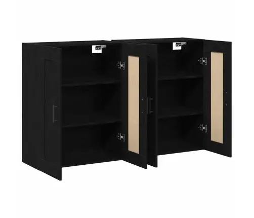 Sienā Montējamie Skapji 2 Gabali Melns Ozols Inženierijas Koks Vidaxl