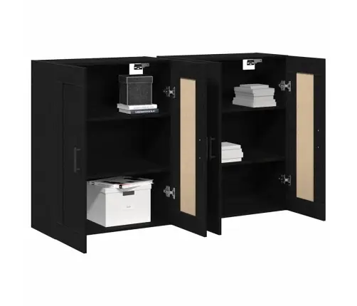 Sienā Montējamie Skapji 2 Gabali Melns Ozols Inženierijas Koks Vidaxl