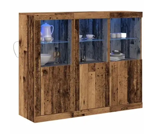 Led Kummuti 3 Pcs Vana Puit 123 X 37 X 100 Cm Tehispuit